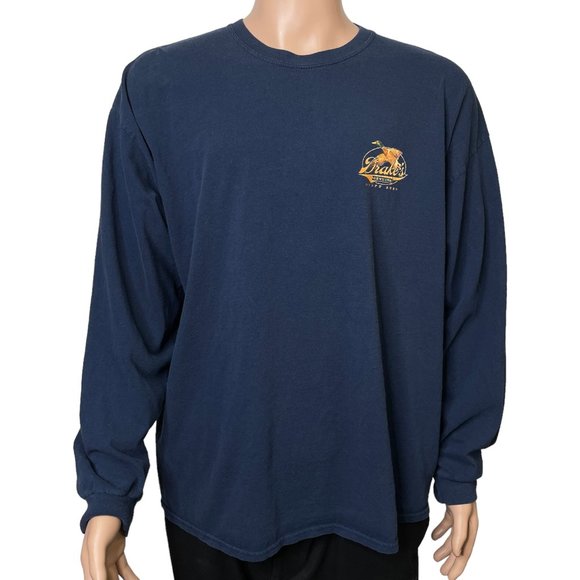 Vintage Saddlebred Mens‎ XL Drake's Genuine Draft Beer Long Sleeve Blue Shirt - Picture 1 of 9